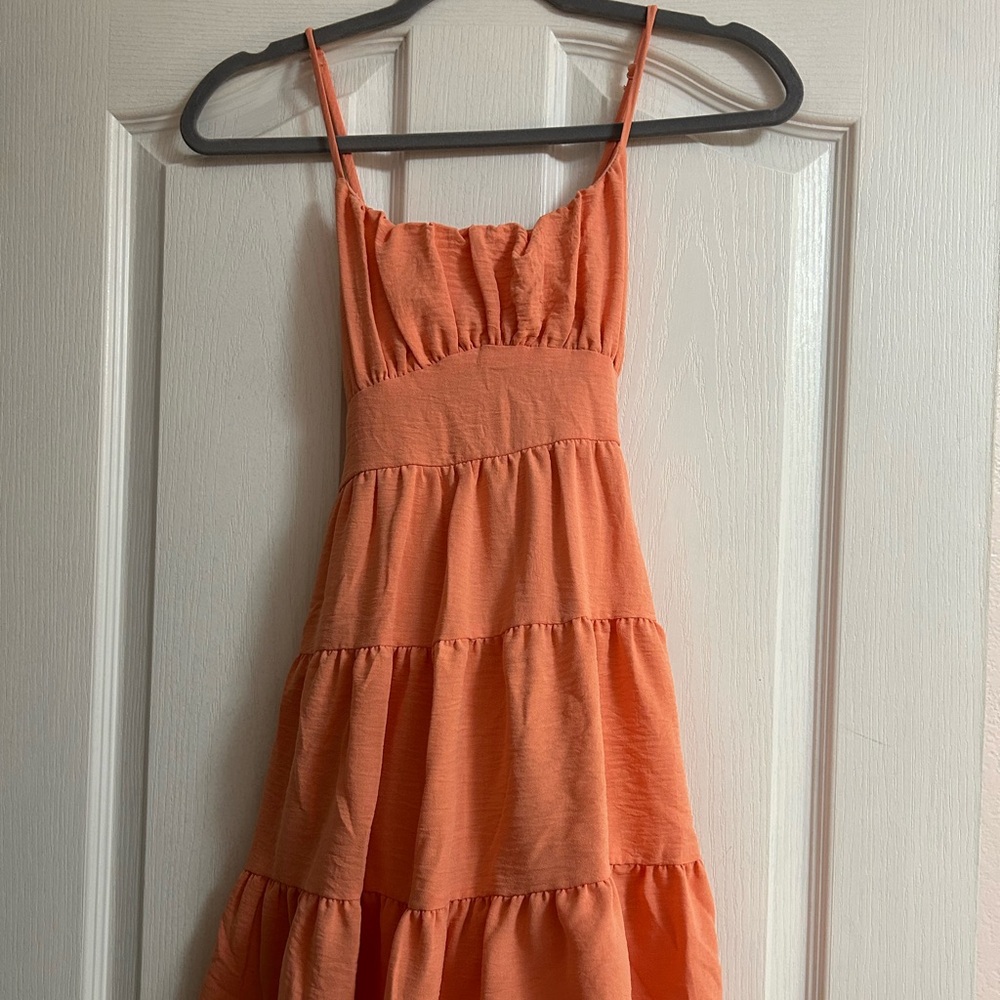 Peachy Sleeveless Tiered Dress